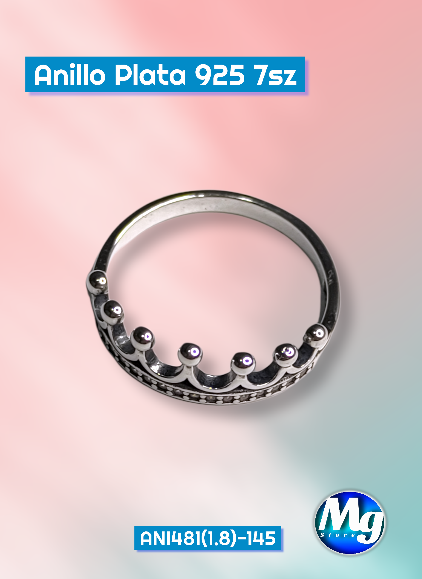 Anillo Plata Corona 7 sz Ani 481