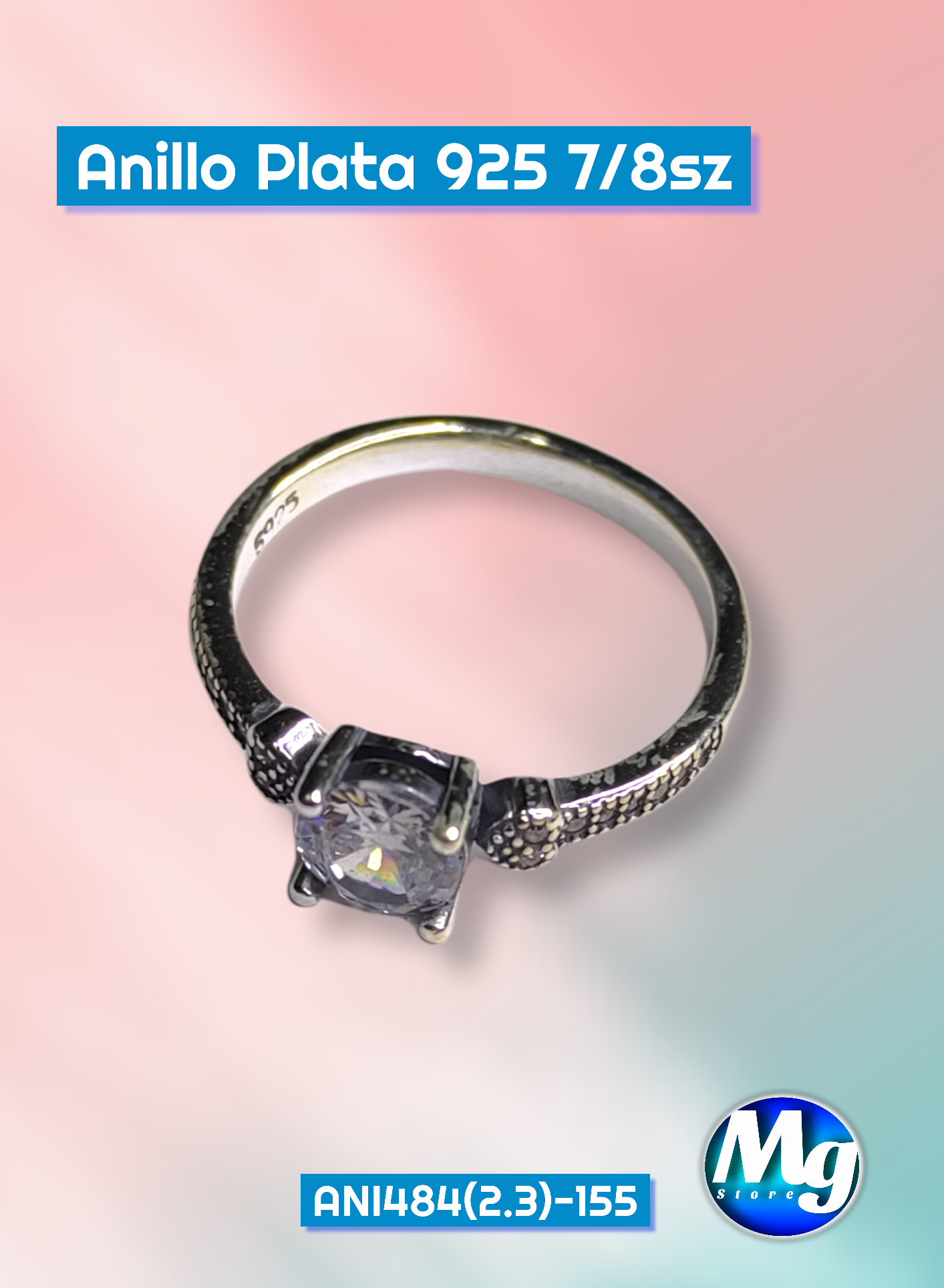 Anillo Plata Chispa Blanca 7, 8 sz Ani 484