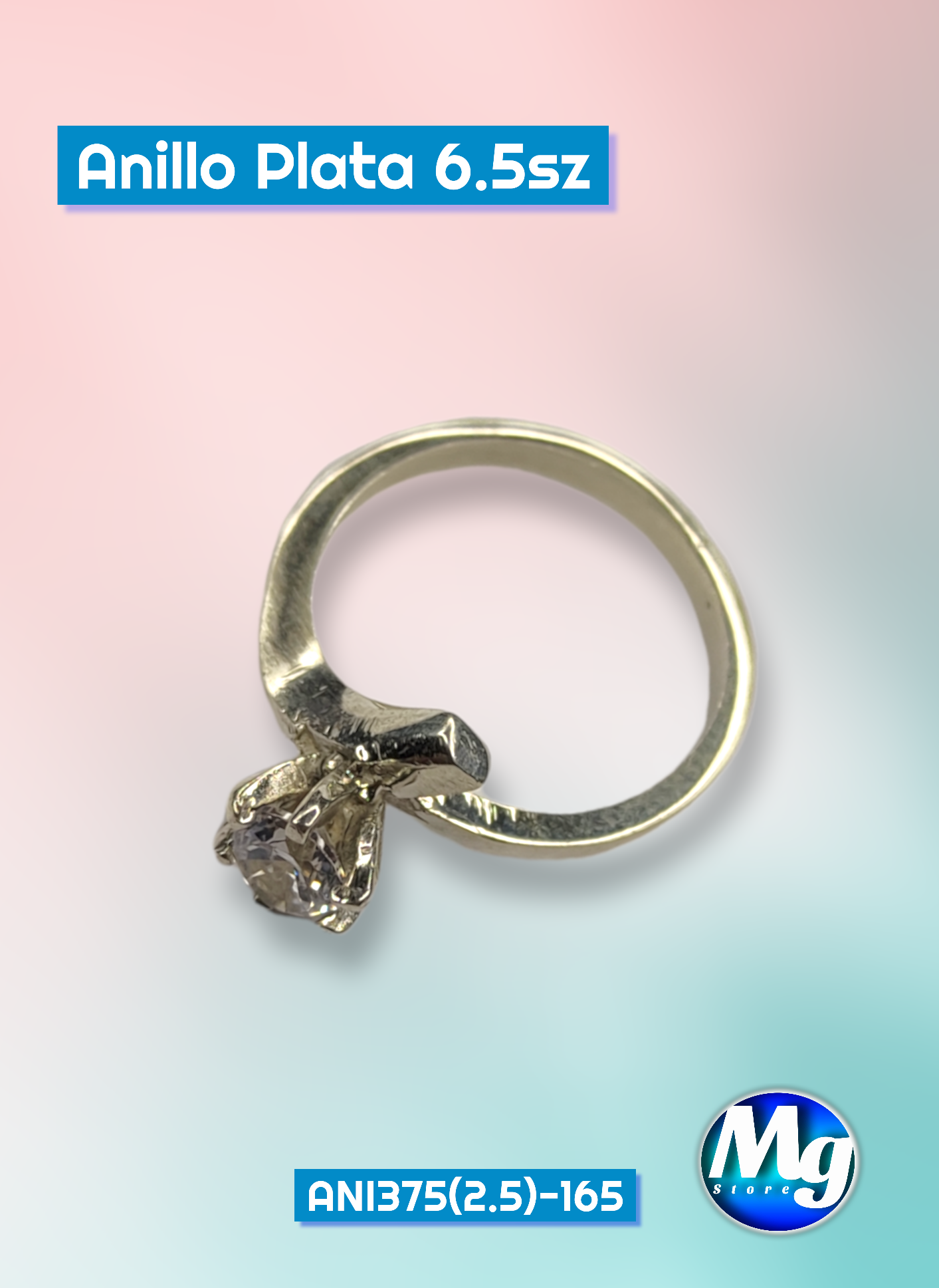 Anillo Plata Chispa Blanca 6.5 sz Ani 375