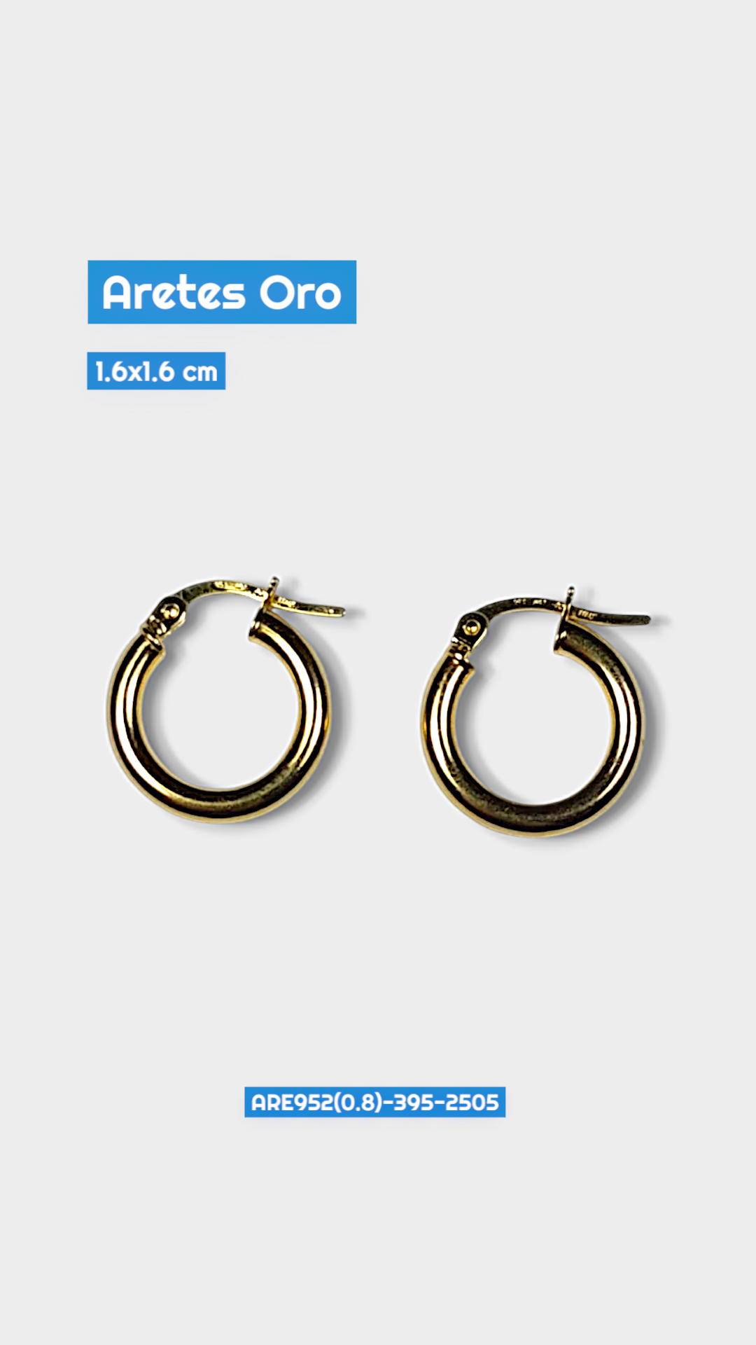 Aretes Argolla Oro Lisa 1.6x1.6 cm 2505 Are 952
