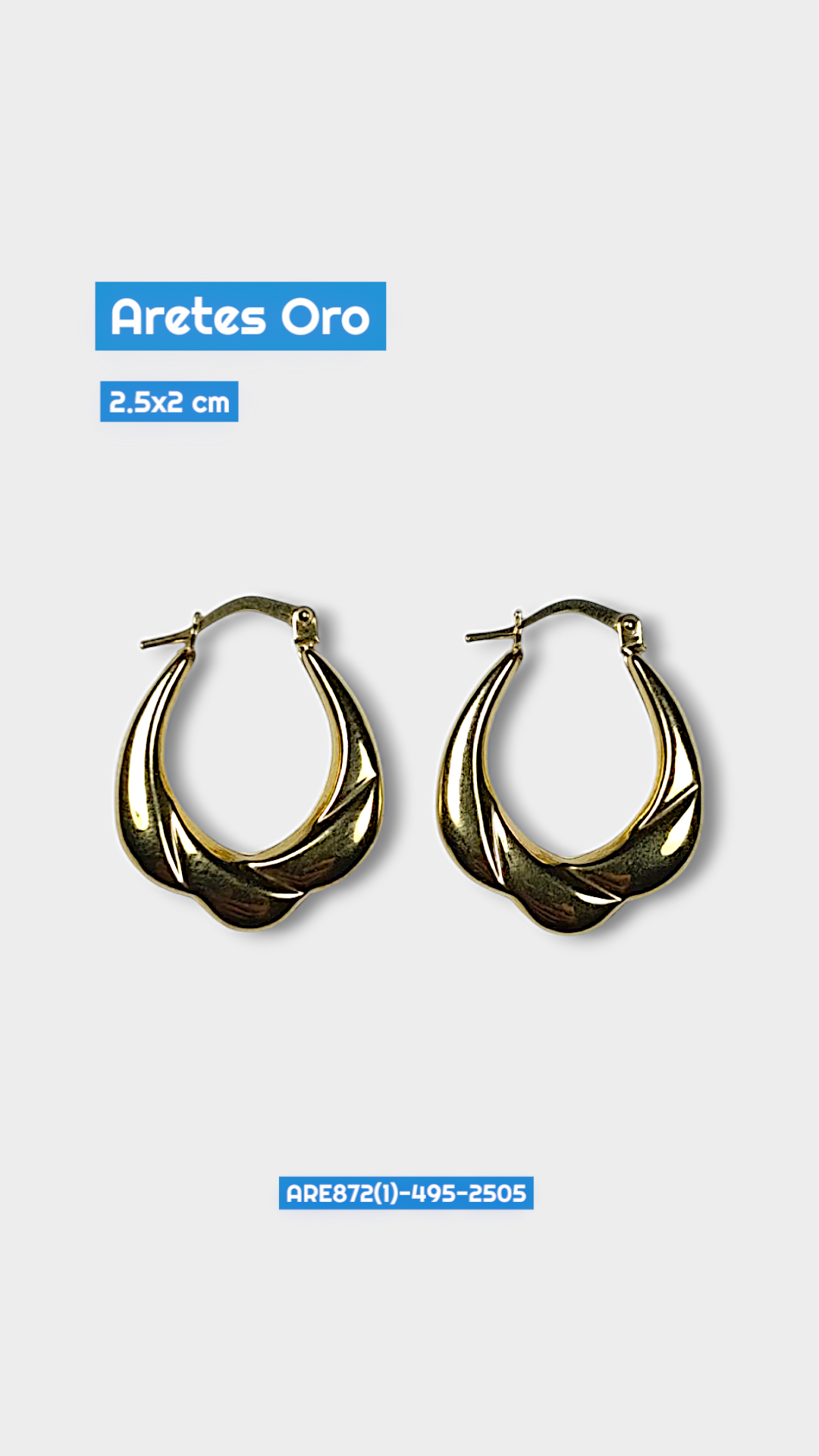 Aretes Argolla Oro Ondulado 2.5x2 cm 2505 Are 872