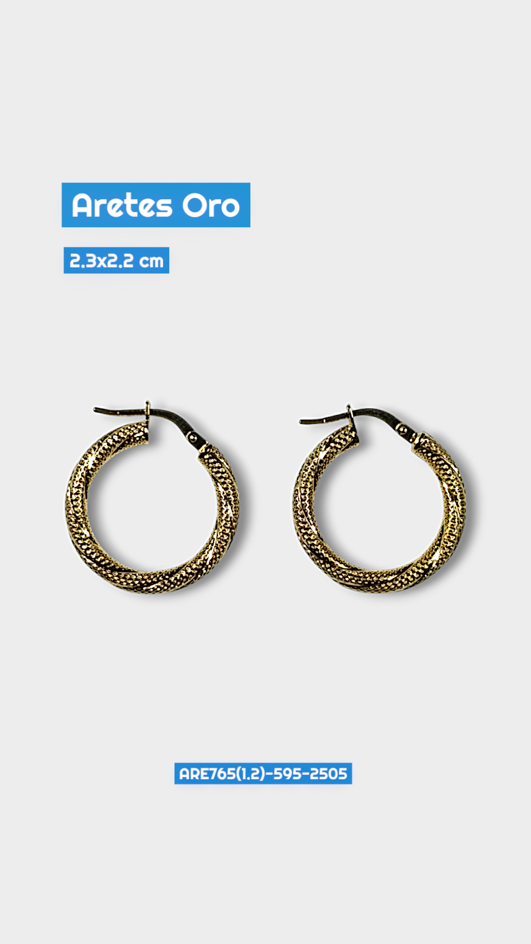 Aretes Argolla Oro Relieve de puntos 2.3x2.2 cm 2505 Are 765