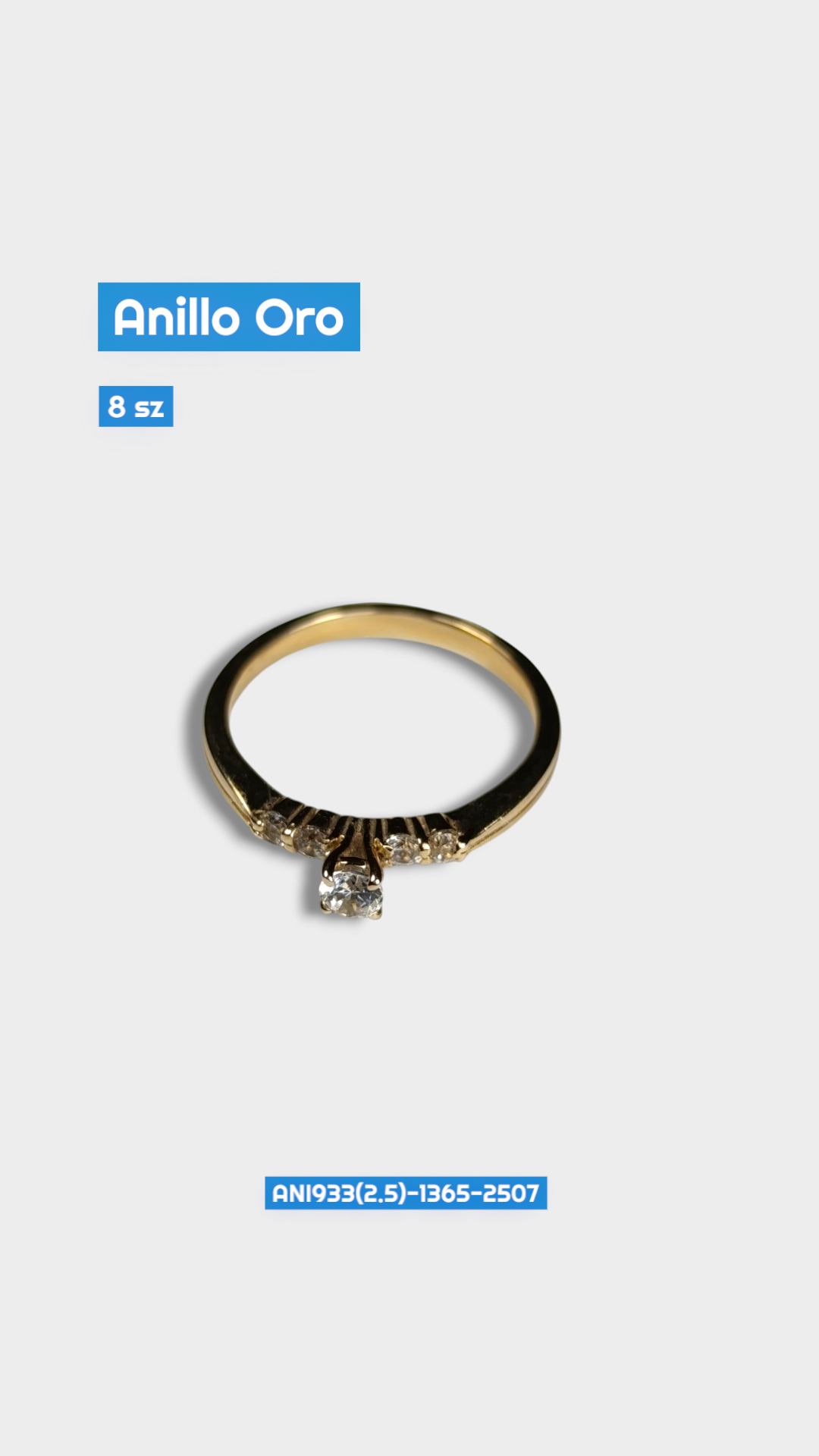 Anillo de oro chispas blancas 8sz 2507 Ani 933