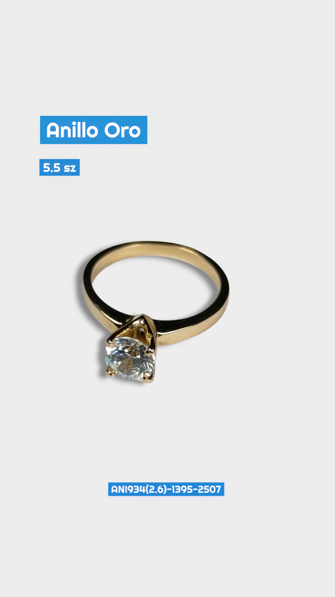 Anillo de oro chispa blanca 5.5sz 2507 Ani 934