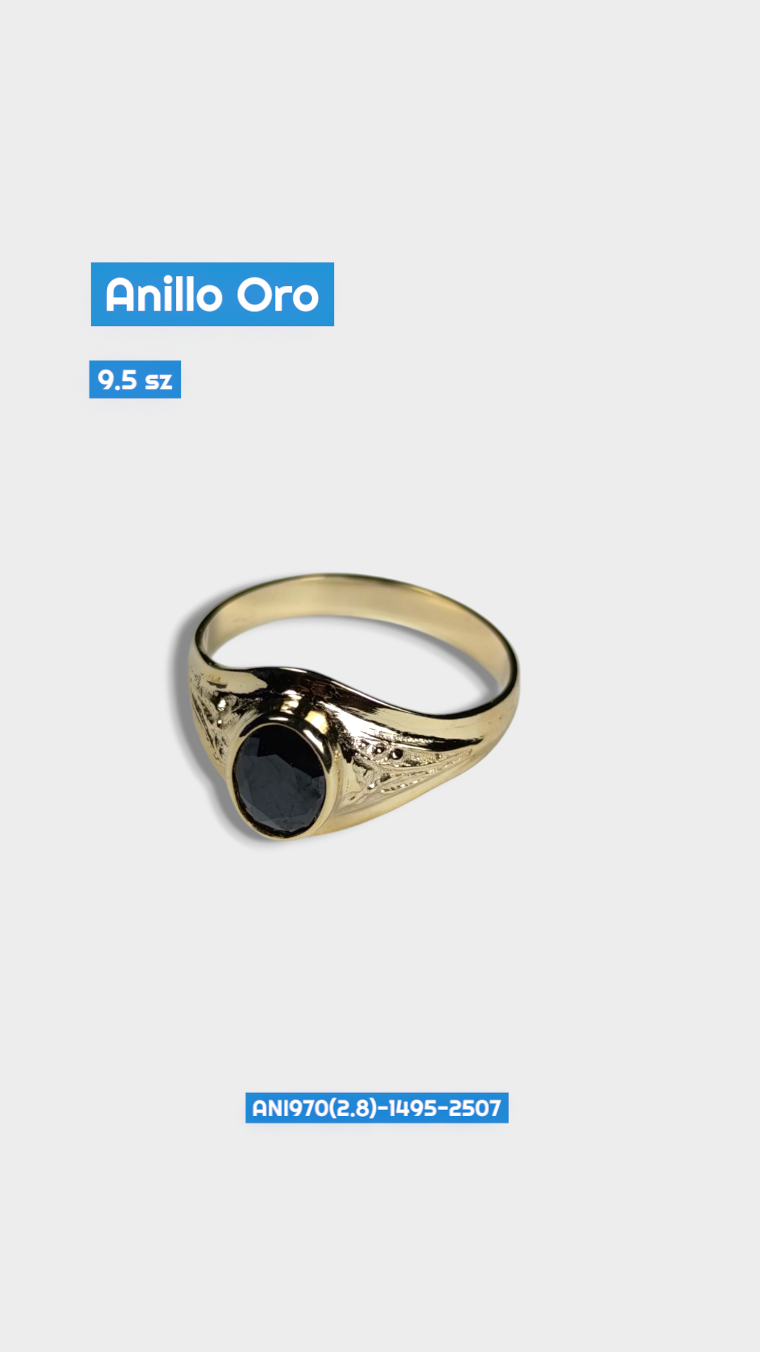 Anillo de oro chispa negra 9.5sz 2507 Ani 970