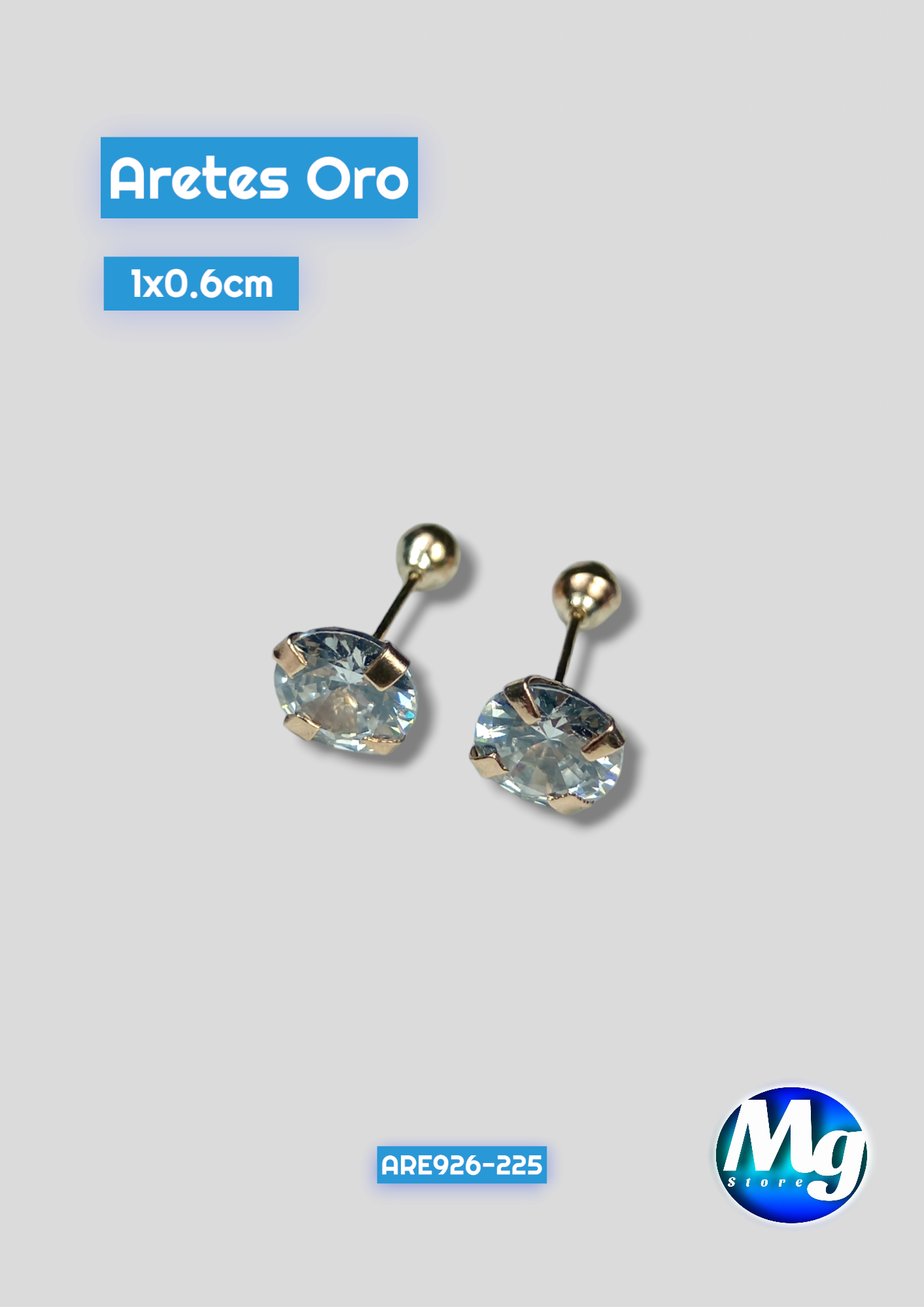 Aretes Oro Chispa Redonda Blanca Are 926