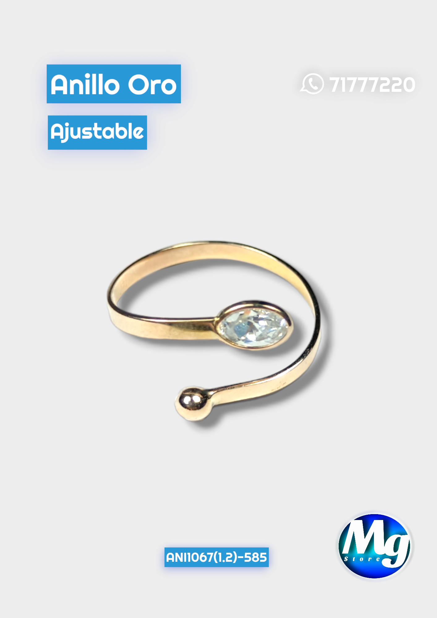 Anillo Oro Ajustable Chispa Blanca Ani 1067