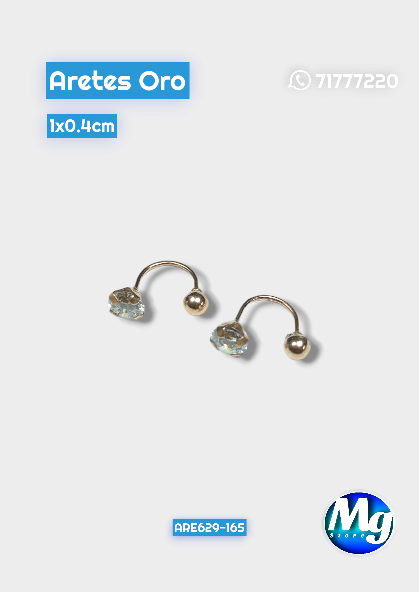 Aretes Oro tipo U Chispa Blanca Are 629
