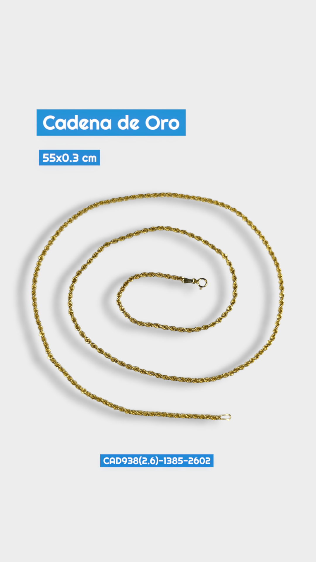 Cadena Oro Cordon Chino 55x03 cm 2602 Cad 938