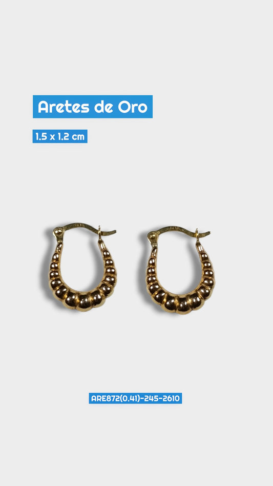 Aretes Argolla Oro Ondulado 1.5x1.2 cm 2610 Are 872