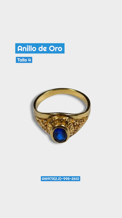 Anillo Oro Chispa Azul # 4 Ani 973 2610