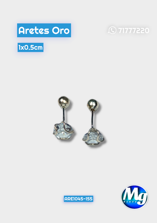 Aretes Oro Chispa Redonda Blanca Are 1045