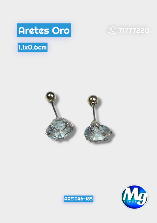 Aretes Oro Chispa Redonda Blanca Are 1046