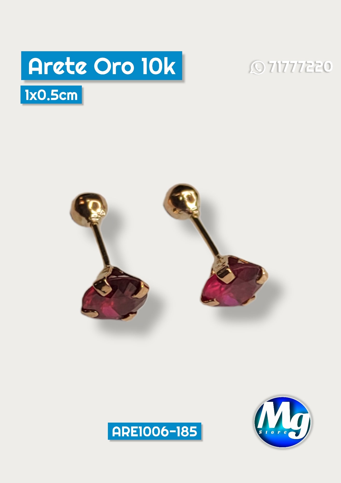 Aretes Oro Chispa Redonda Vino Are 1006