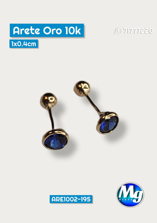 Aretes Oro Chispa Redonda Azul Are 1002