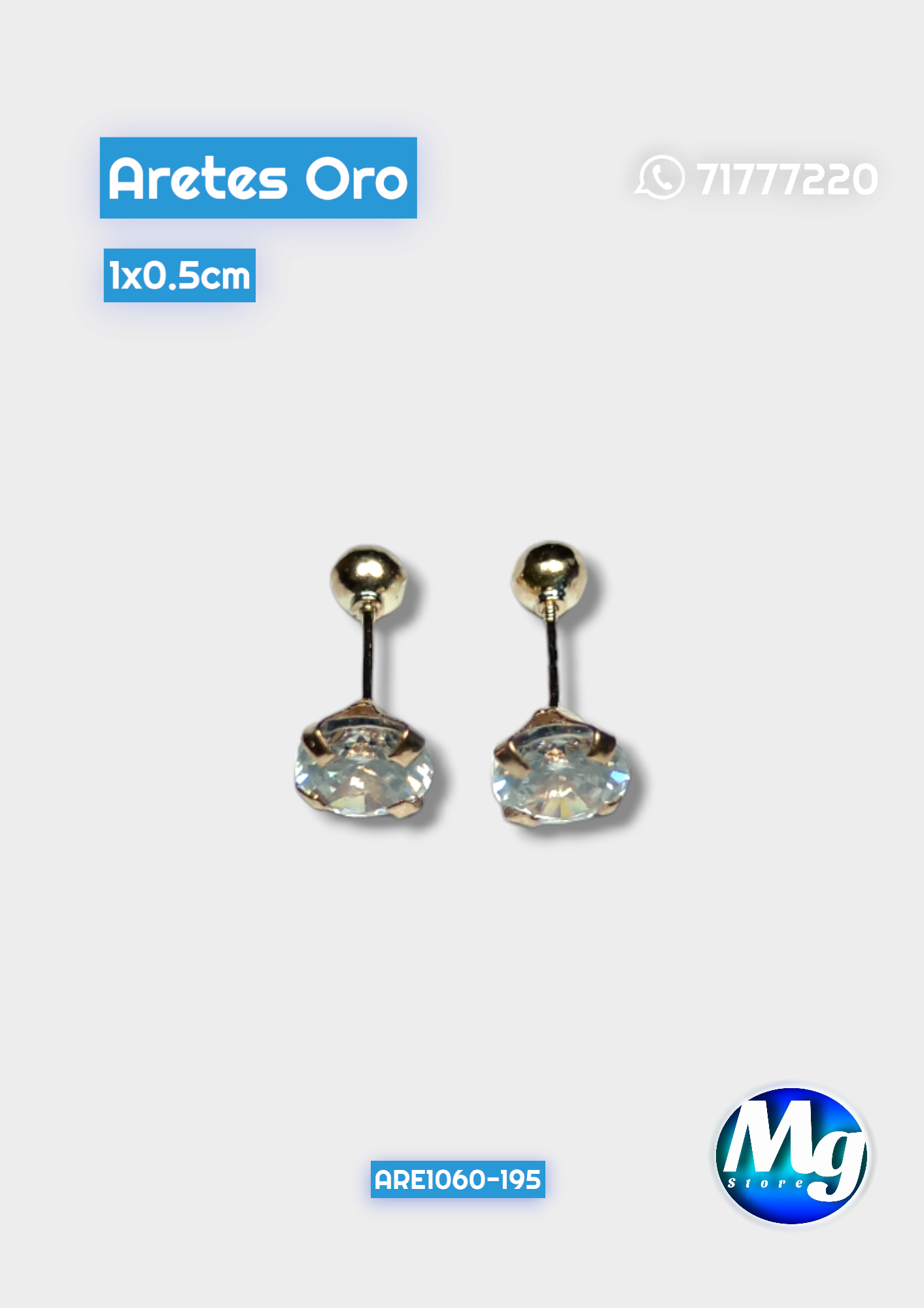 Aretes Oro Chispa Redonda Blanca Are 1060