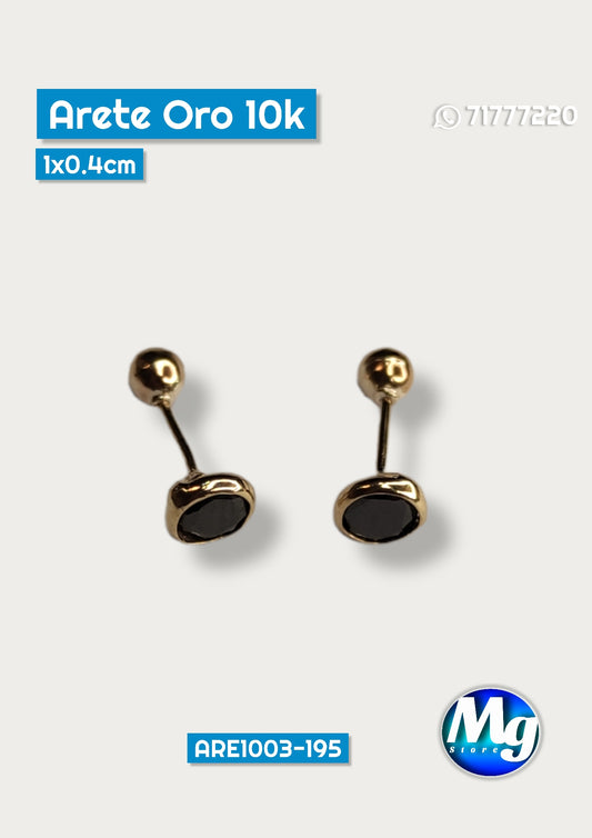 Aretes Oro Chispa Redonda Negra Are 1003