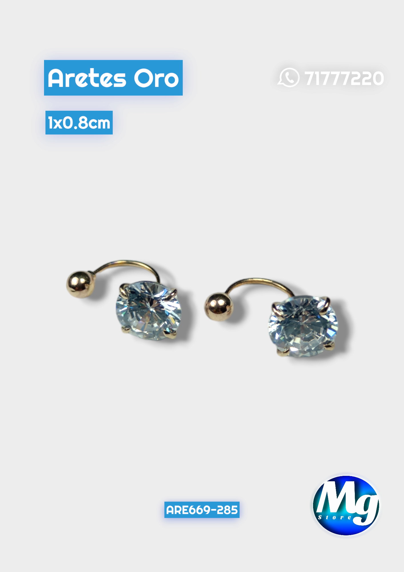 Aretes Oro tipo U Chispa Blanca Are 669