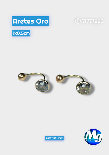 Aretes Oro tipo U Chispa Blanca Are 671