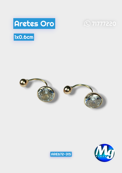 Aretes Oro tipo U Chispa Blanca Are 672