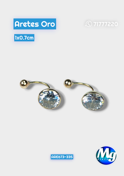 Aretes Oro tipo U Chispa Blanca Are 673