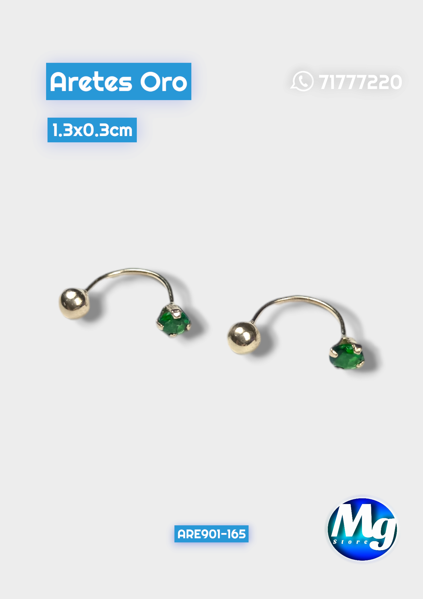 Aretes Oro tipo U Chispa Verde Are 901