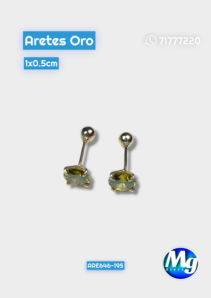 Aretes Oro Chispa Verde Are 646