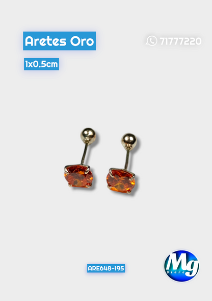 Aretes Oro Chispa Naranja Are 648