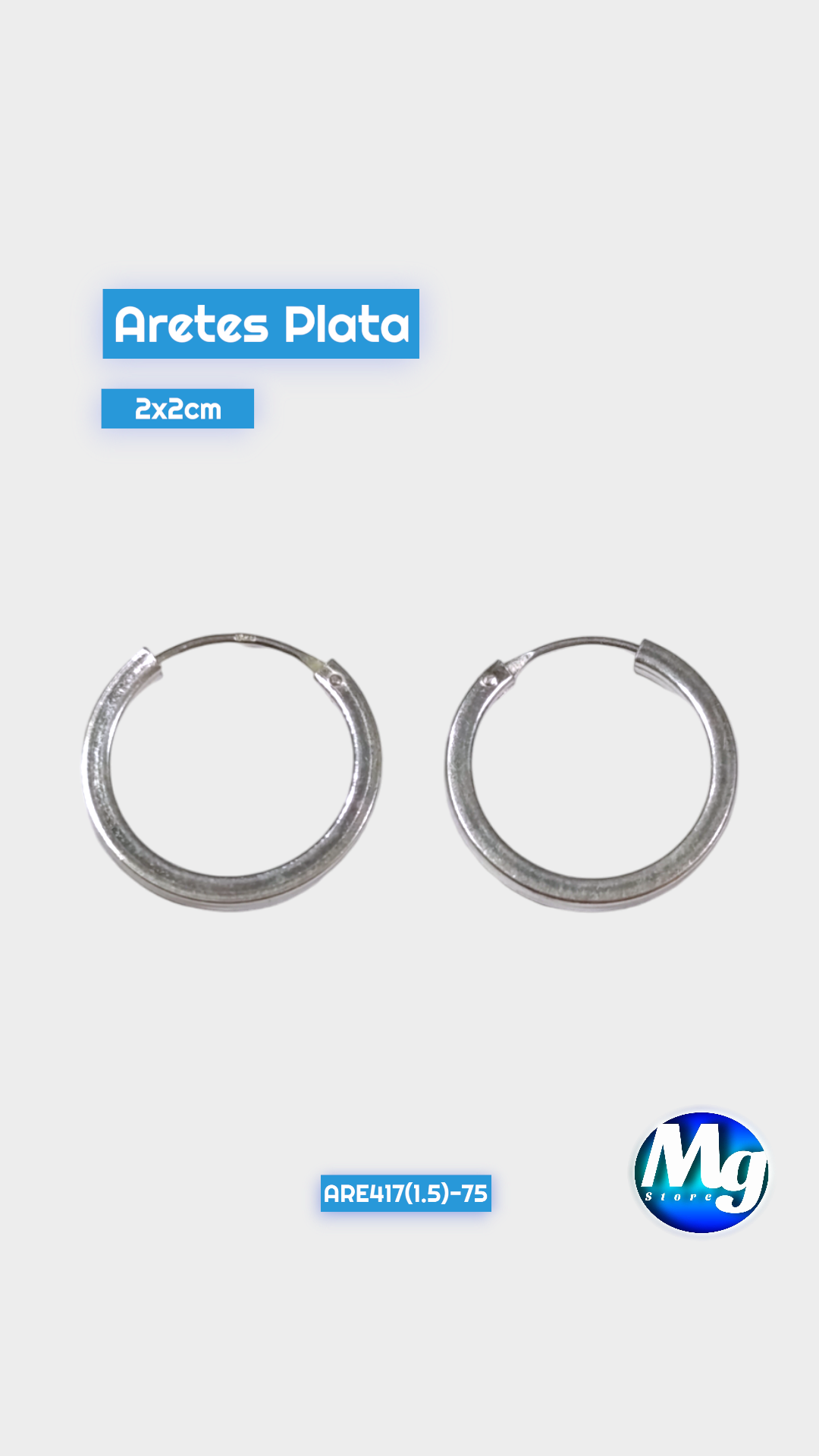 Aretes Plata Argolla Forma Cuadrada Are 417