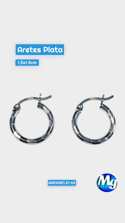 Aretes Plata Argolla Relieve Are 458