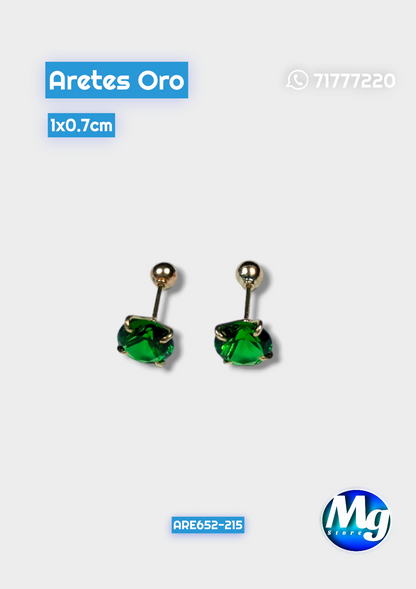 Aretes Oro Chispa Verde Are 652