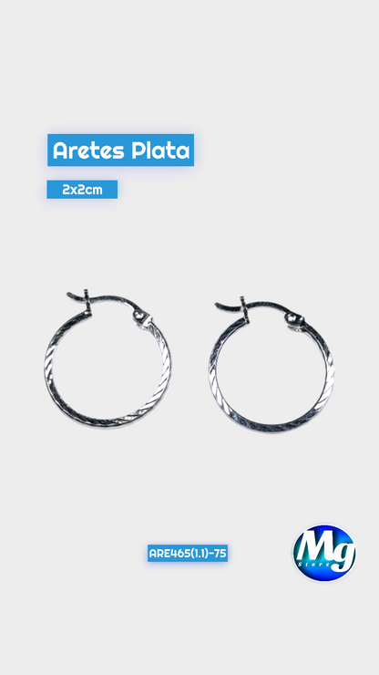 Aretes Plata Argolla Ondulada Are 465