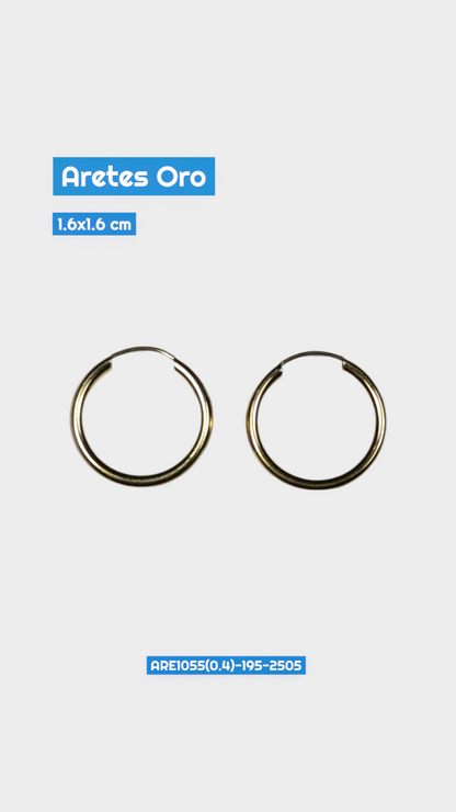 Aretes Argolla Oro Lisa 1.6x1.6 cm  2505 Are 1055