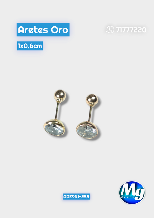 Aretes Oro Chispa Redonda Blanca Are 941