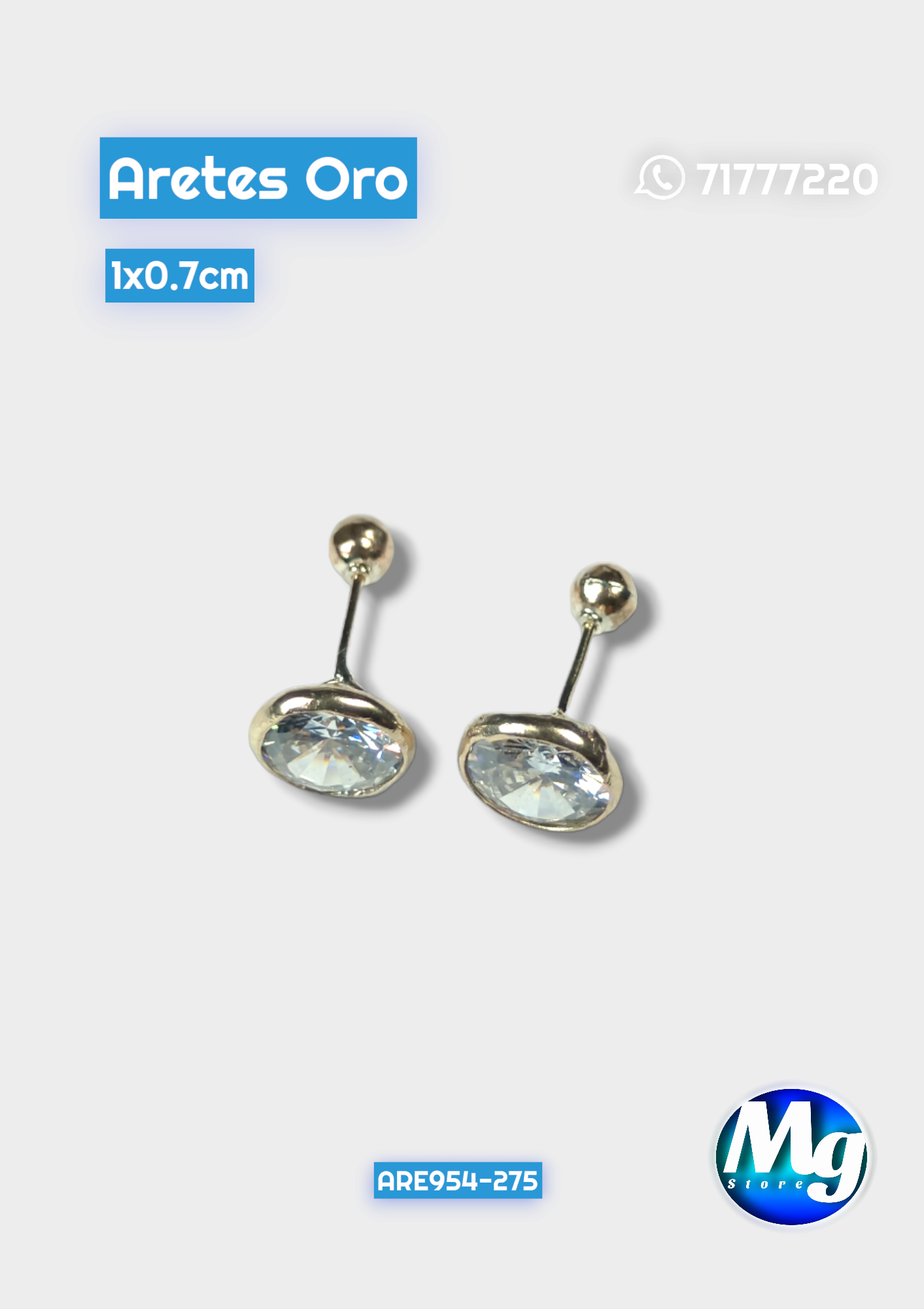 Aretes Oro Chispa Redonda Blanca Are 954