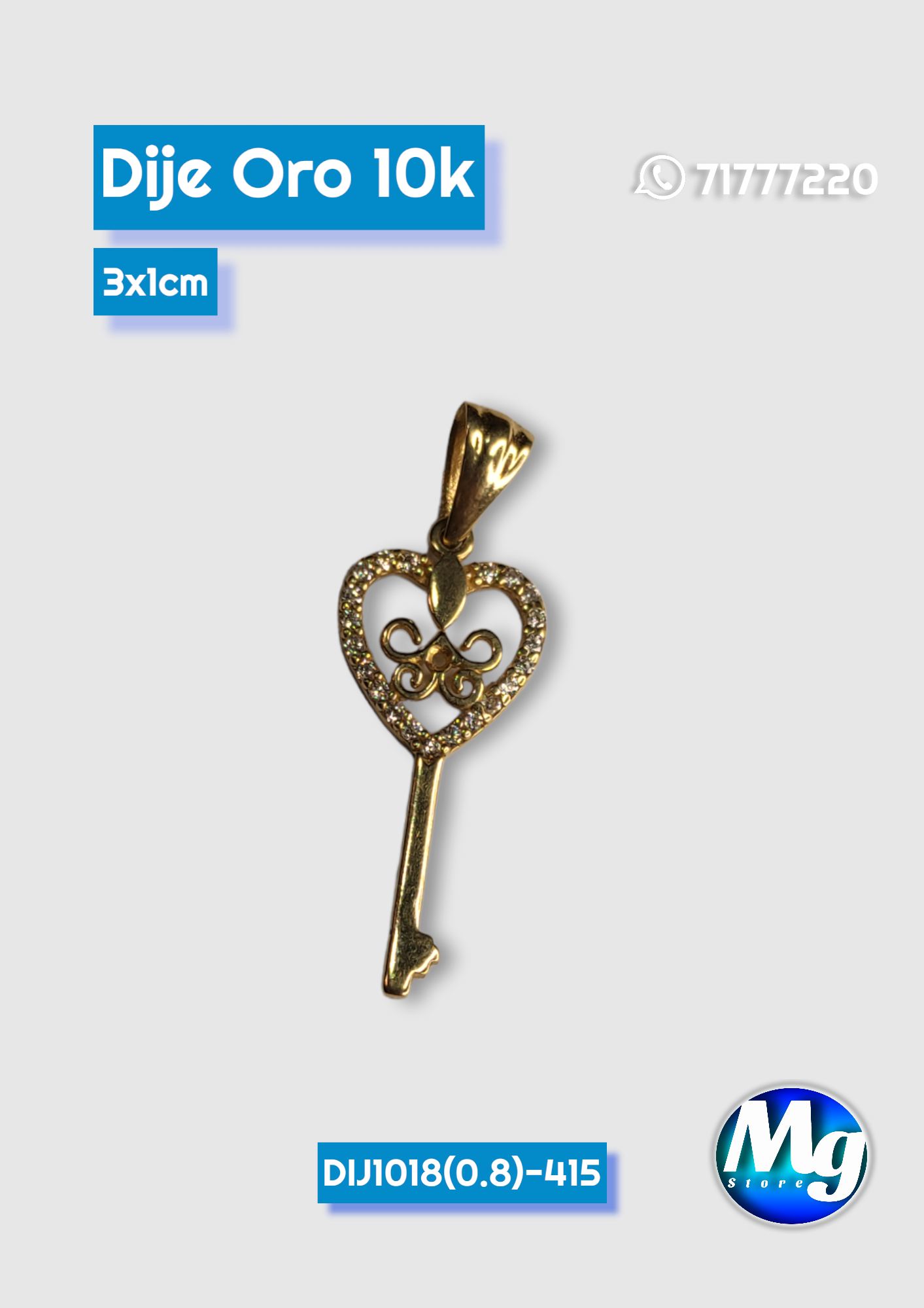 Dije Oro Llave Corazón Dij 1018