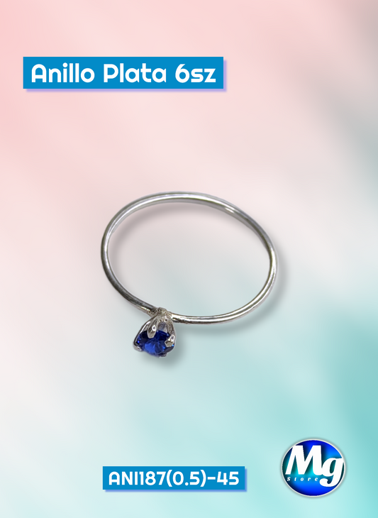 Anillo Plata Chispa Azul 6 sz Ani 187