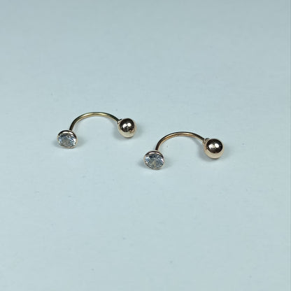 Aretes Oro tipo U Chispa Blanca Are 925