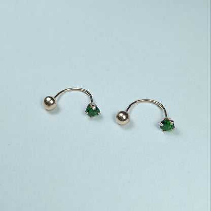 Aretes Oro tipo U Chispa Verde Are 901