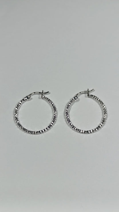 Aretes Plata Argolla Textura Diamante Are 467