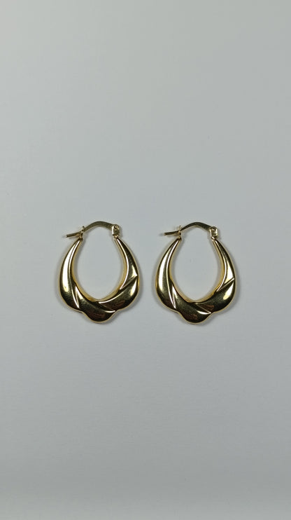 Aretes Argolla Oro Ondulado 2.5x2 cm 2505 Are 872