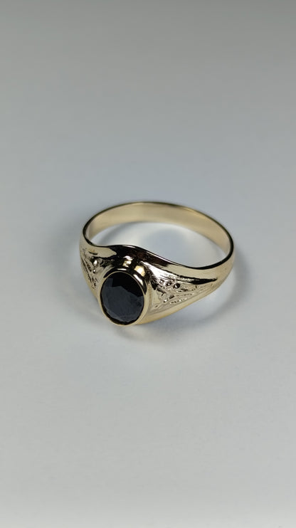 Anillo de oro chispa negra 9.5sz 2507 Ani 970