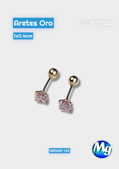 Aretes Oro Chispa Rosada Are 628