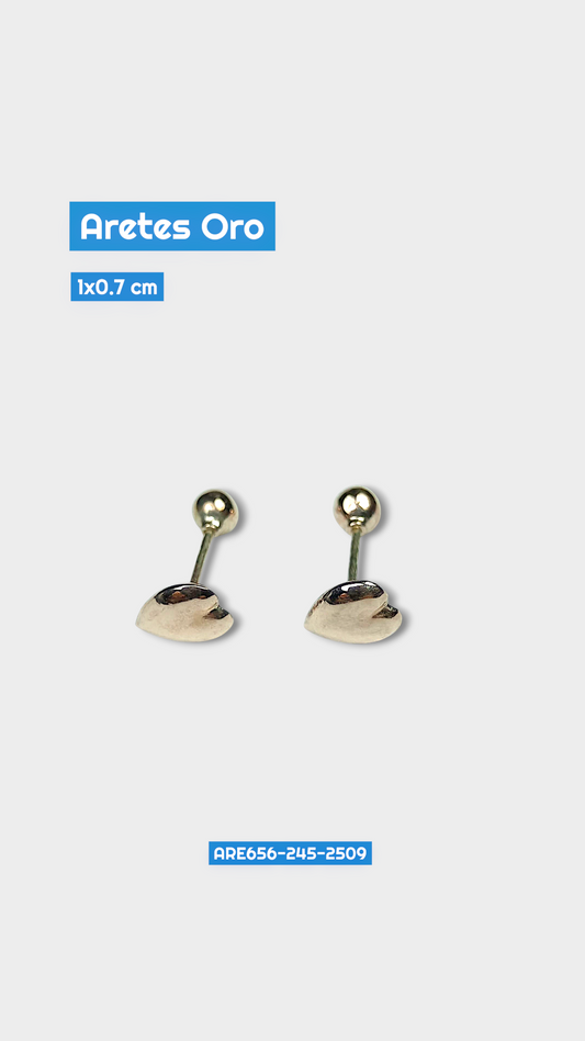Aretes Oro Forma Corazón 1x0.7 cm 2509 Are 656