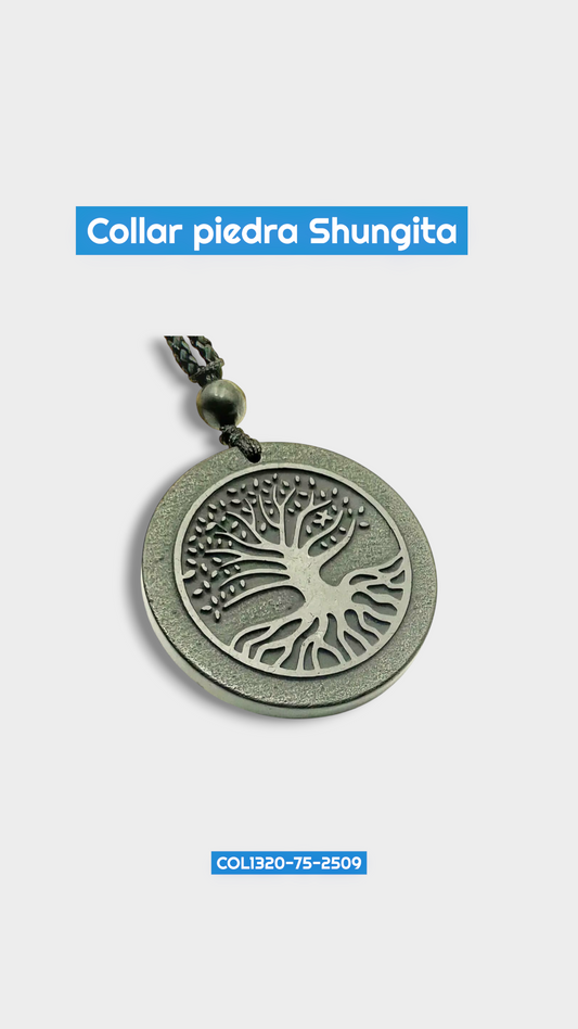 Collar Shungita EMF Árbol de vida 3.5x3.5 cm 2509 Col 1320