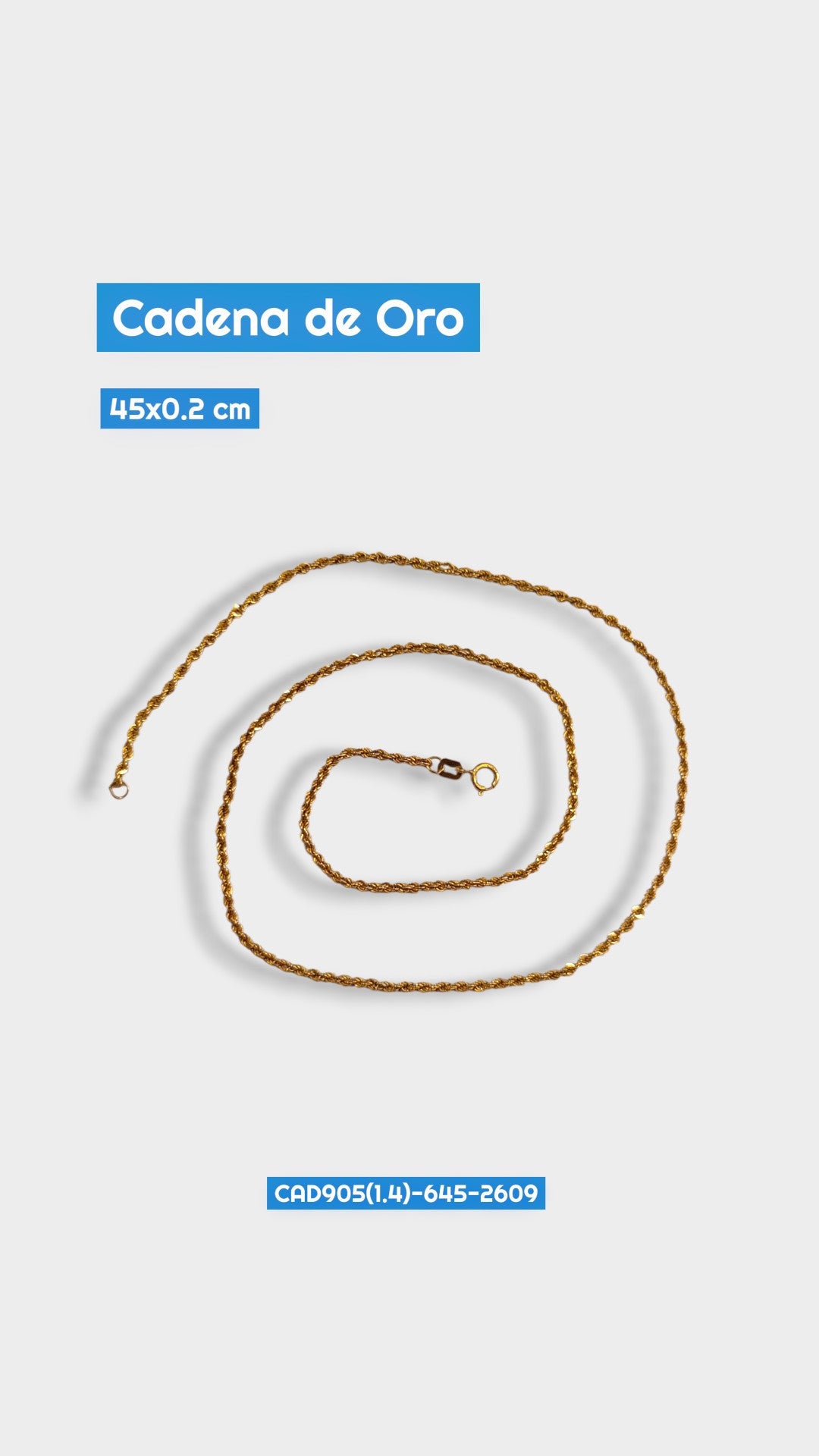 Cadena Oro Cordon Chino 2609 Cad 905