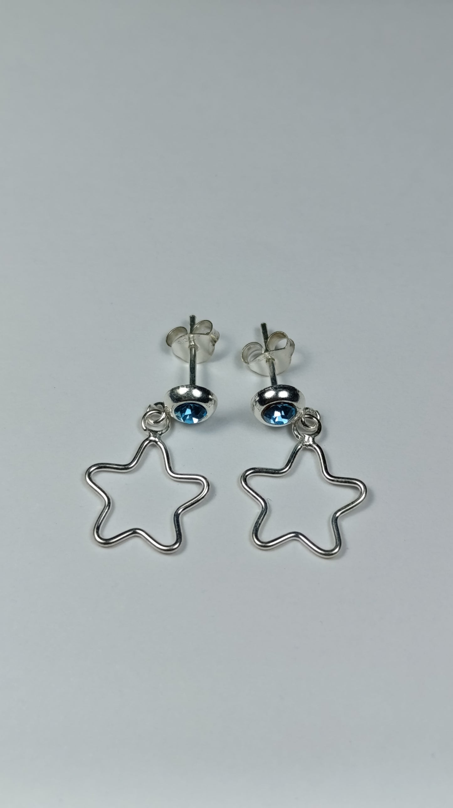 Aretes Plata Chispa Celeste Colgate de Estrella Are 421