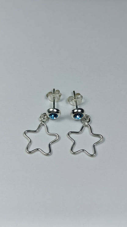 Aretes Plata Chispa Celeste Colgate de Estrella Are 421