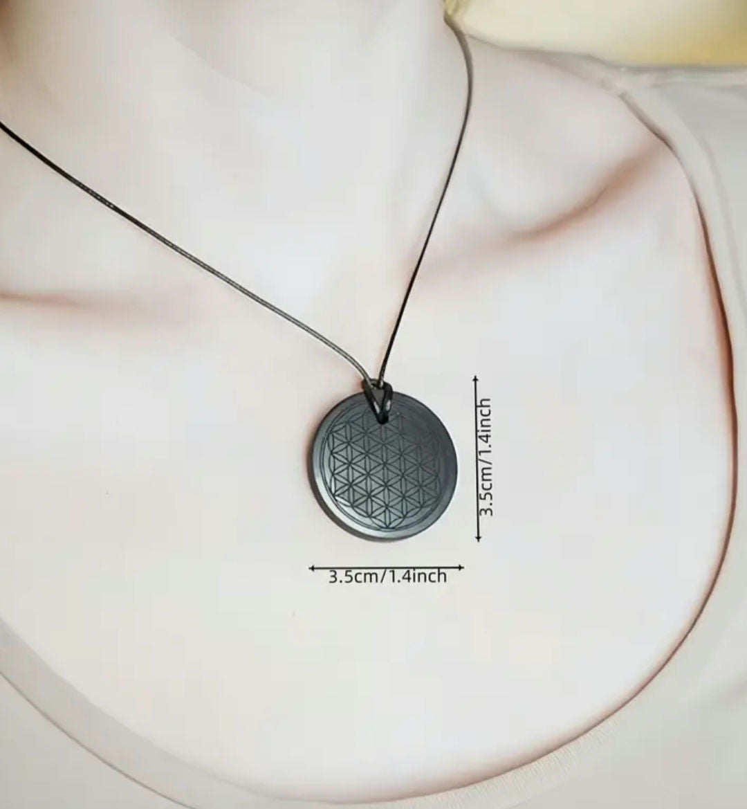 Collar Shungita EMF Metatron 3.5x3.5 cm 2509 Col 1321