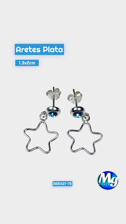 Aretes Plata Chispa Celeste Colgate de Estrella Are 421